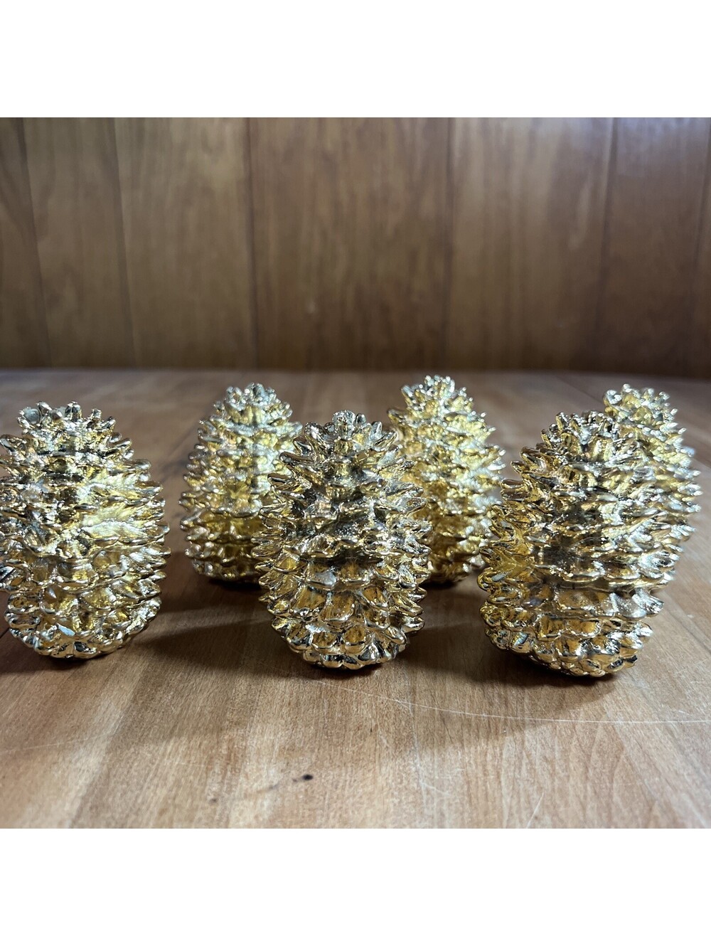 Dept 56 Gold Dipped Metal Pine Cones Christmas Decor Very Heavy, Set Of 6